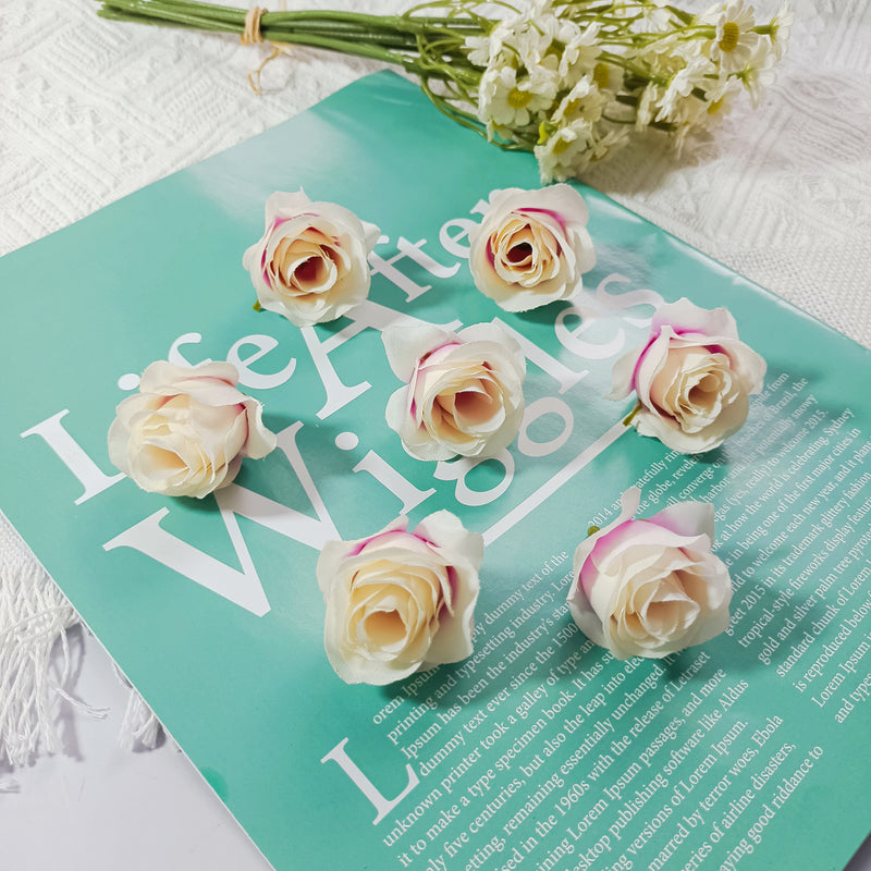 1.5" Mini Rose Flower Heads, Realistic Faux Silk Roses for DIY Wedding Decor, Corsages, Crafts & Centerpieces, Bulk Wholesale Pricing