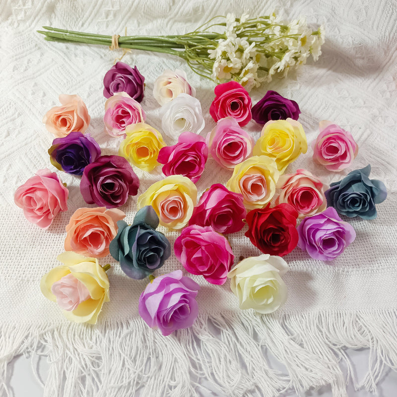 1.5" Mini Rose Flower Heads, Realistic Faux Silk Roses for DIY Wedding Decor, Corsages, Crafts & Centerpieces, Bulk Wholesale Pricing
