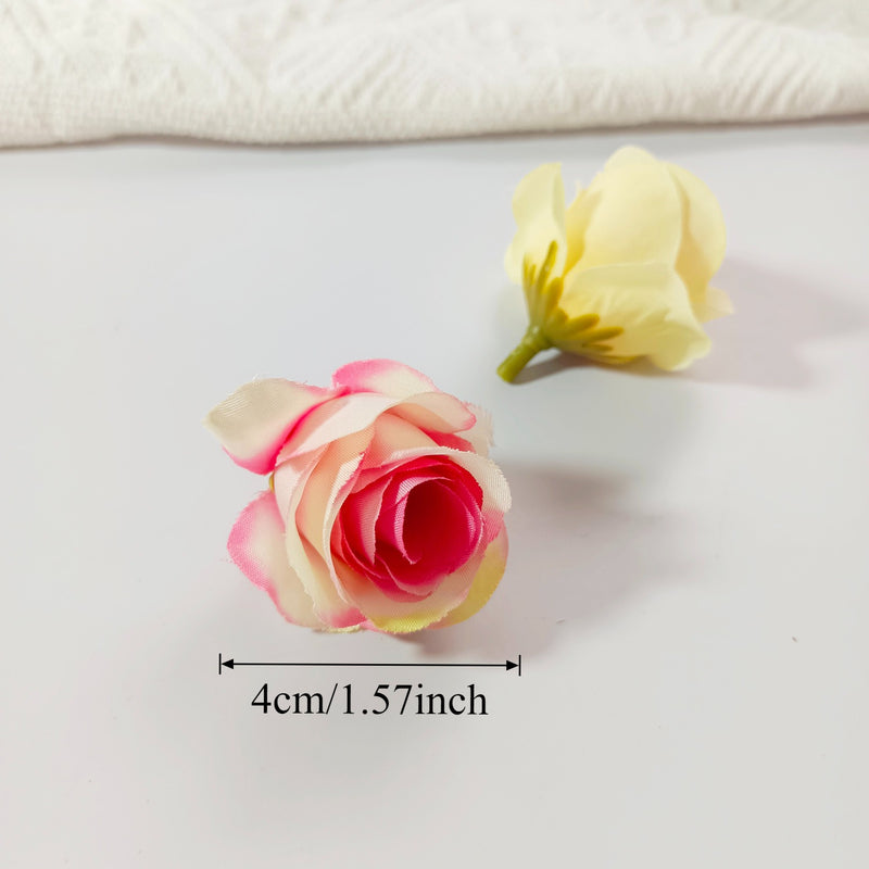 1.5" Mini Rose Flower Heads, Realistic Faux Silk Roses for DIY Wedding Decor, Corsages, Crafts & Centerpieces, Bulk Wholesale Pricing