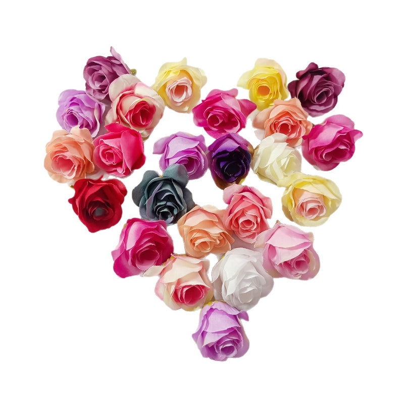 1.5" Mini Rose Flower Heads, Realistic Faux Silk Roses for DIY Wedding Decor, Corsages, Crafts & Centerpieces, Bulk Wholesale Pricing
