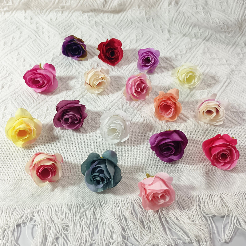 1.5" Mini Rose Flower Heads, Realistic Faux Silk Roses for DIY Wedding Decor, Corsages, Crafts & Centerpieces, Bulk Wholesale Pricing