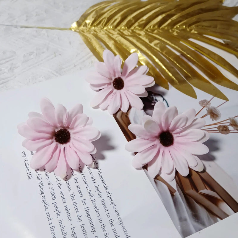 3" Silk Daisy Flower Heads, Bulk Faux Sunflowers for DIY Crafts, Realistic Yellow Artificial Flowers for Weddings, Wreaths & Home Decor