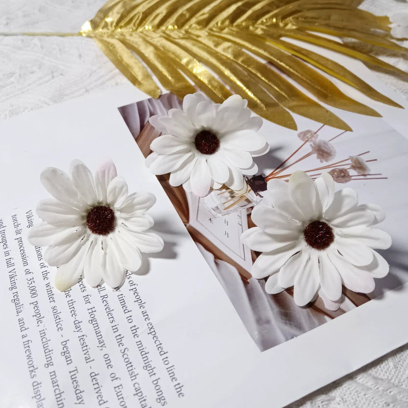 3" Silk Daisy Flower Heads, Bulk Faux Sunflowers for DIY Crafts, Realistic Yellow Artificial Flowers for Weddings, Wreaths & Home Decor
