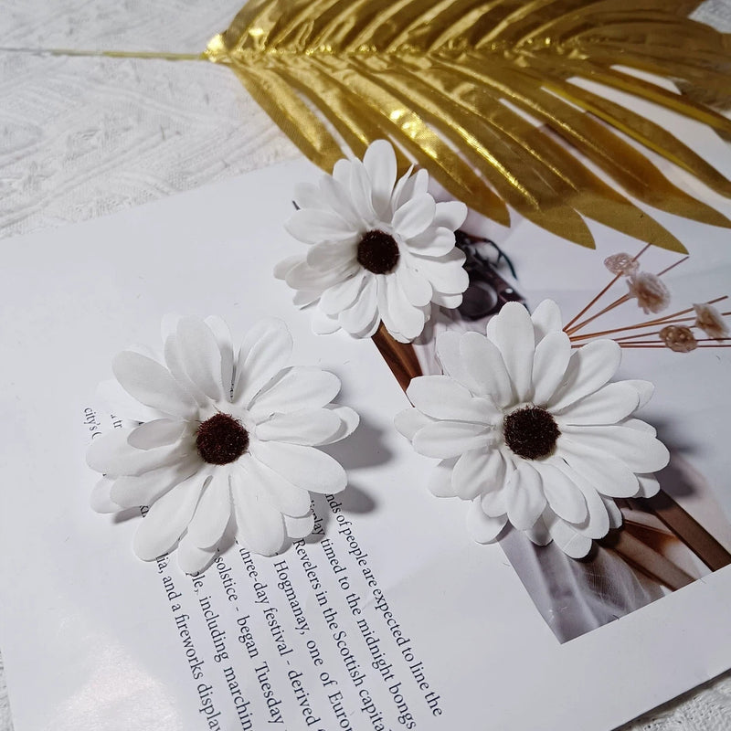 3" Silk Daisy Flower Heads, Bulk Faux Sunflowers for DIY Crafts, Realistic Yellow Artificial Flowers for Weddings, Wreaths & Home Decor