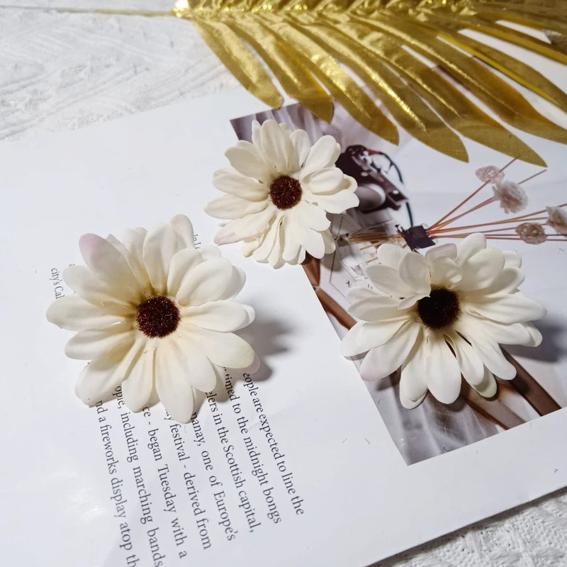 3" Silk Daisy Flower Heads, Bulk Faux Sunflowers for DIY Crafts, Realistic Yellow Artificial Flowers for Weddings, Wreaths & Home Decor
