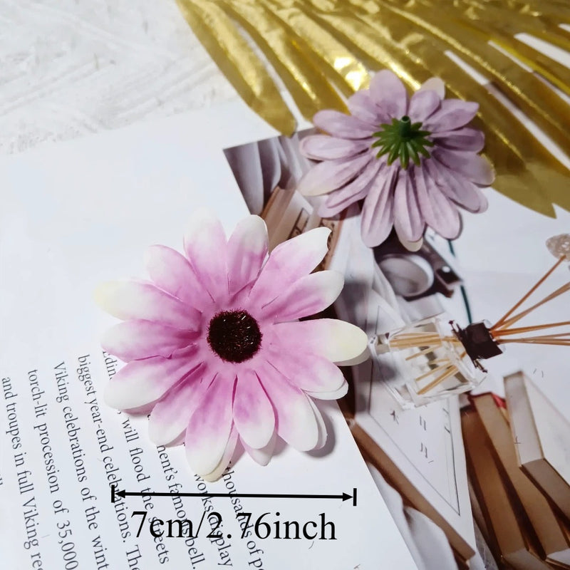 3" Silk Daisy Flower Heads, Bulk Faux Sunflowers for DIY Crafts, Realistic Yellow Artificial Flowers for Weddings, Wreaths & Home Decor