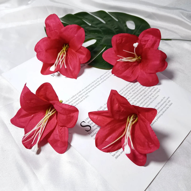 Large 4" Faux Lily Flower Heads, Realistic Lily Blooms for DIY Wedding Bouquets, Centerpieces, Corsages, Home Decor Crafting