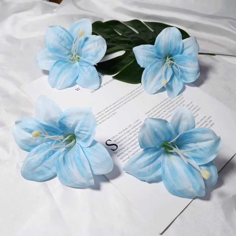 Large 4" Faux Lily Flower Heads, Realistic Lily Blooms for DIY Wedding Bouquets, Centerpieces, Corsages, Home Decor Crafting