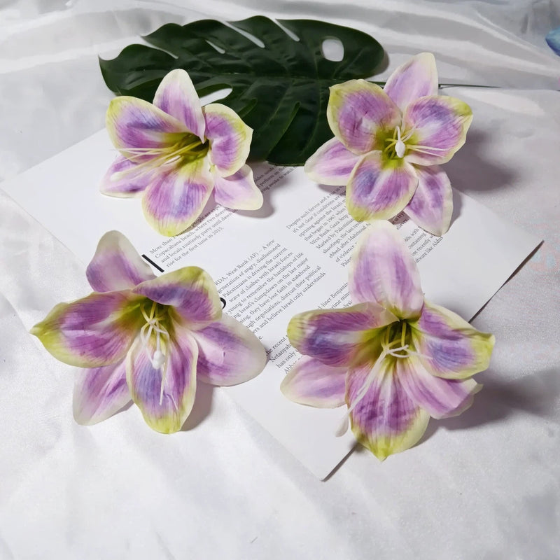 Large 4" Faux Lily Flower Heads, Realistic Lily Blooms for DIY Wedding Bouquets, Centerpieces, Corsages, Home Decor Crafting