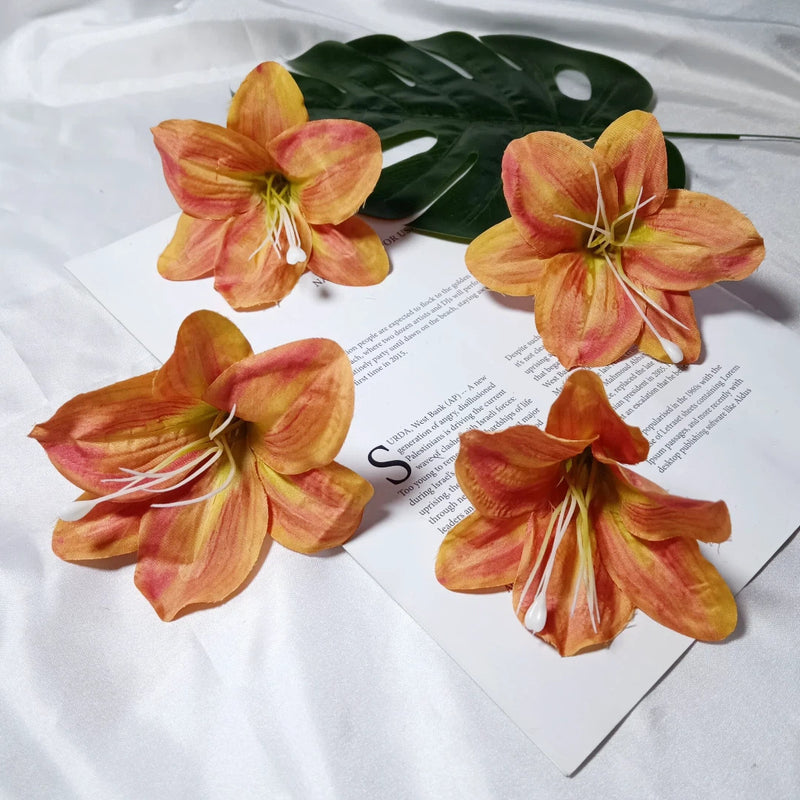 Large 4" Faux Lily Flower Heads, Realistic Lily Blooms for DIY Wedding Bouquets, Centerpieces, Corsages, Home Decor Crafting
