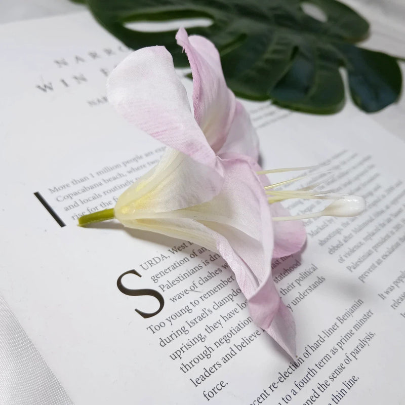 Large 4" Faux Lily Flower Heads, Realistic Lily Blooms for DIY Wedding Bouquets, Centerpieces, Corsages, Home Decor Crafting