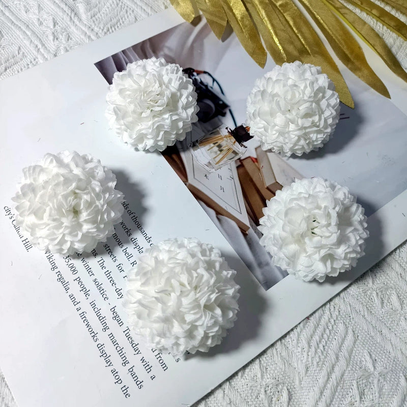 Faux Chrysanthemum Flower Heads, 2" Silk Ball Mums, Realistic Floral Blooms for DIY Wedding Bouquets, Crafts & Centerpieces