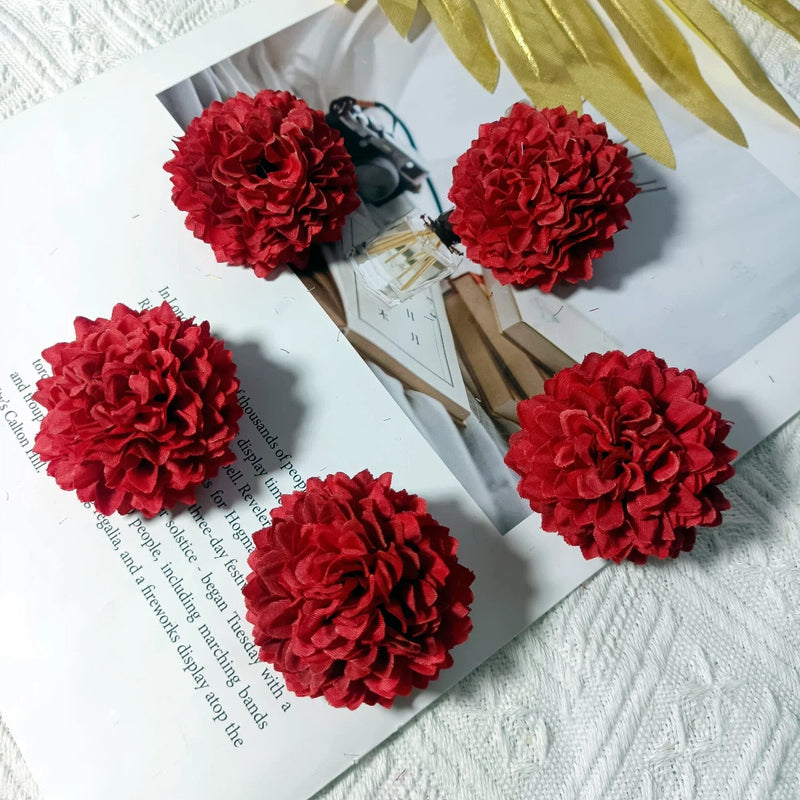 Faux Chrysanthemum Flower Heads, 2" Silk Ball Mums, Realistic Floral Blooms for DIY Wedding Bouquets, Crafts & Centerpieces