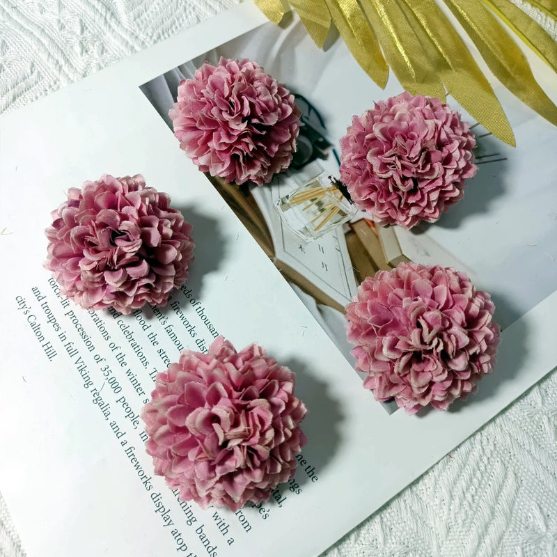 Faux Chrysanthemum Flower Heads, 2" Silk Ball Mums, Realistic Floral Blooms for DIY Wedding Bouquets, Crafts & Centerpieces