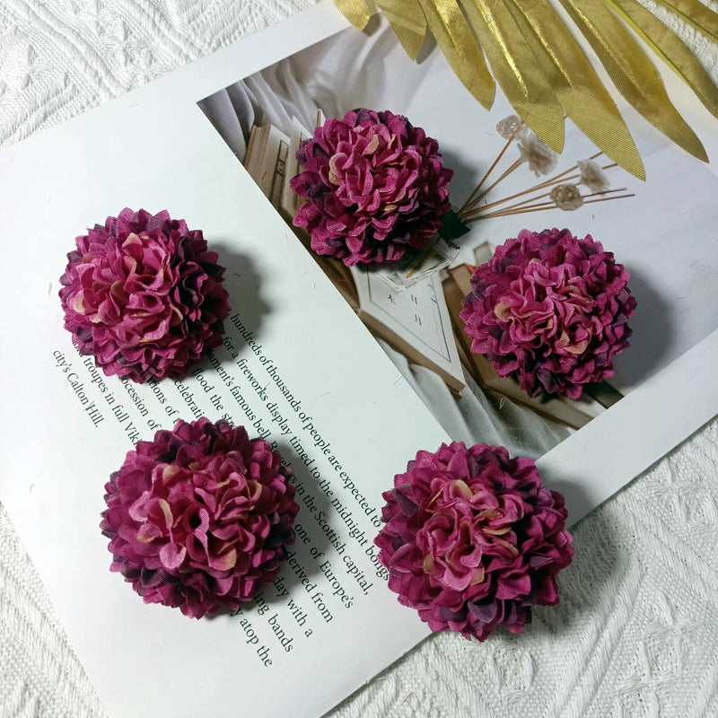 Faux Chrysanthemum Flower Heads, 2" Silk Ball Mums, Realistic Floral Blooms for DIY Wedding Bouquets, Crafts & Centerpieces