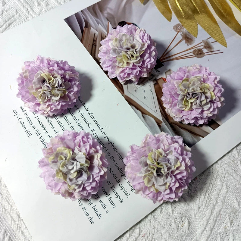 Faux Chrysanthemum Flower Heads, 2" Silk Ball Mums, Realistic Floral Blooms for DIY Wedding Bouquets, Crafts & Centerpieces