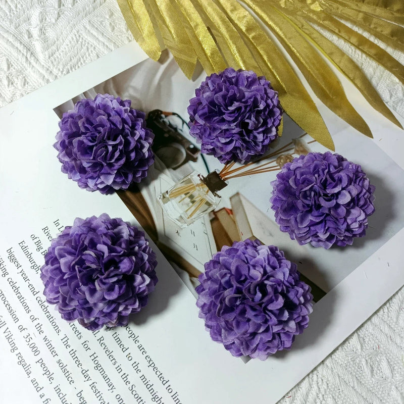 Faux Chrysanthemum Flower Heads, 2" Silk Ball Mums, Realistic Floral Blooms for DIY Wedding Bouquets, Crafts & Centerpieces
