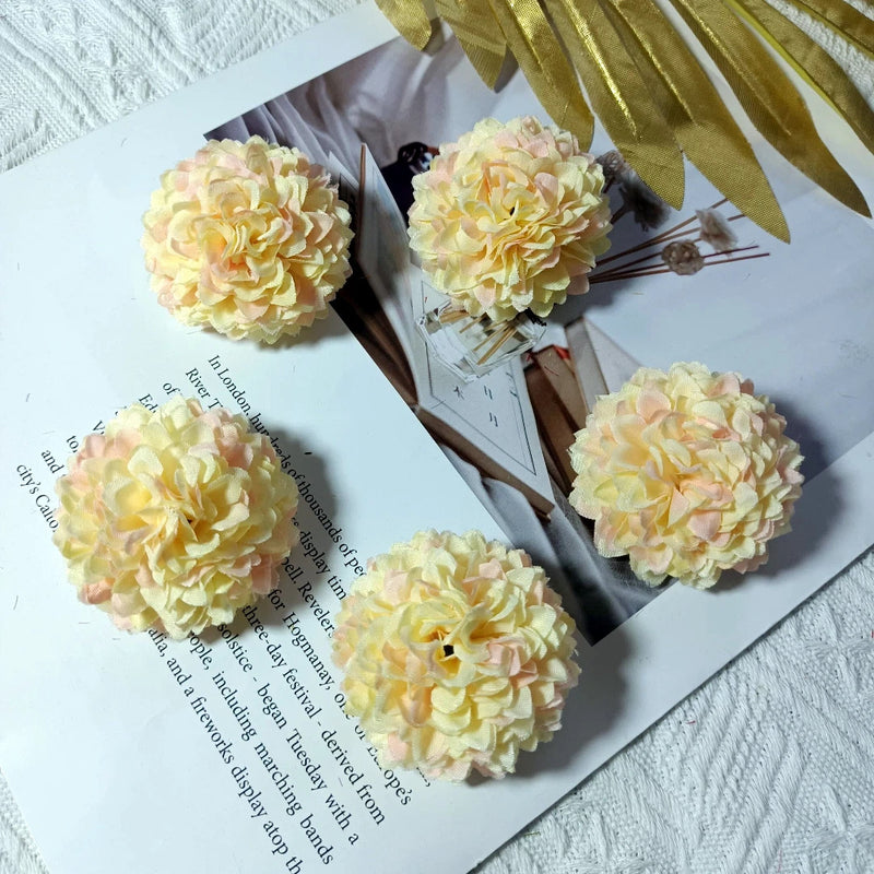 Faux Chrysanthemum Flower Heads, 2" Silk Ball Mums, Realistic Floral Blooms for DIY Wedding Bouquets, Crafts & Centerpieces