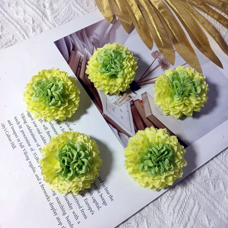 Faux Chrysanthemum Flower Heads, 2" Silk Ball Mums, Realistic Floral Blooms for DIY Wedding Bouquets, Crafts & Centerpieces