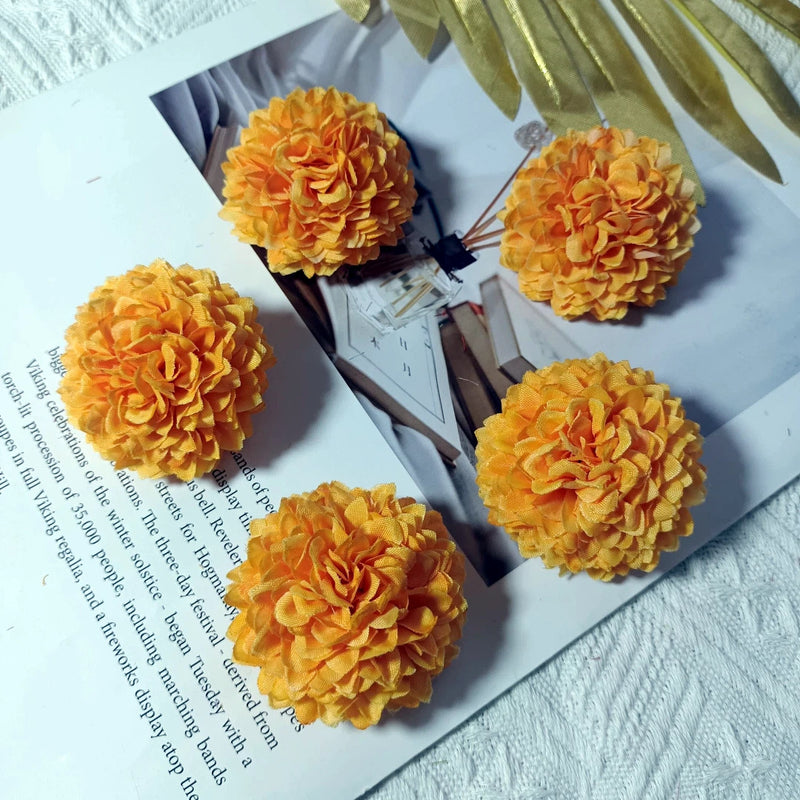 Faux Chrysanthemum Flower Heads, 2" Silk Ball Mums, Realistic Floral Blooms for DIY Wedding Bouquets, Crafts & Centerpieces