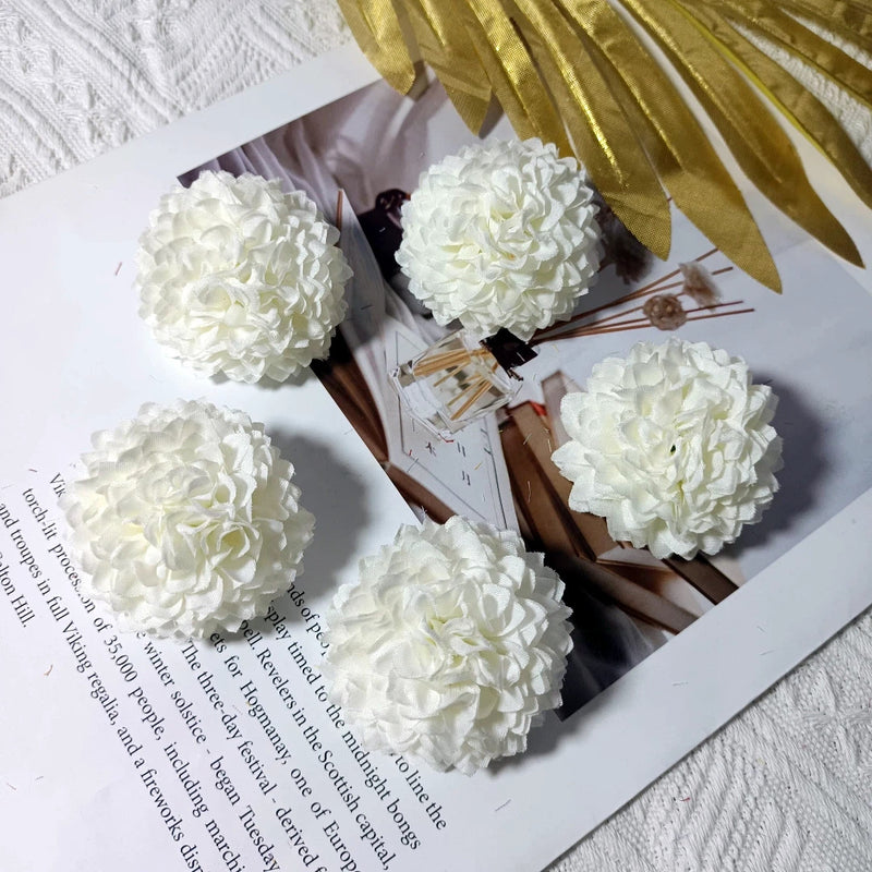 Faux Chrysanthemum Flower Heads, 2" Silk Ball Mums, Realistic Floral Blooms for DIY Wedding Bouquets, Crafts & Centerpieces