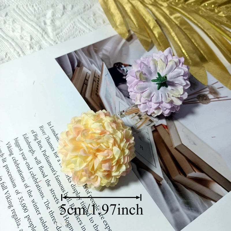 Faux Chrysanthemum Flower Heads, 2" Silk Ball Mums, Realistic Floral Blooms for DIY Wedding Bouquets, Crafts & Centerpieces