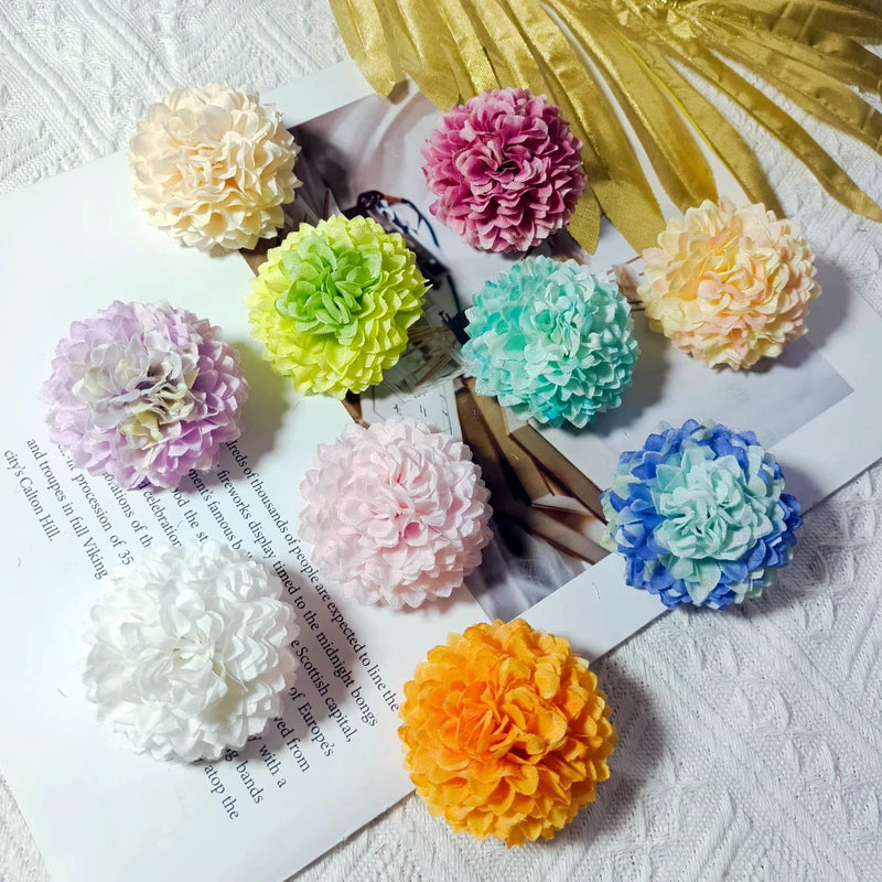 Faux Chrysanthemum Flower Heads, 2" Silk Ball Mums, Realistic Floral Blooms for DIY Wedding Bouquets, Crafts & Centerpieces