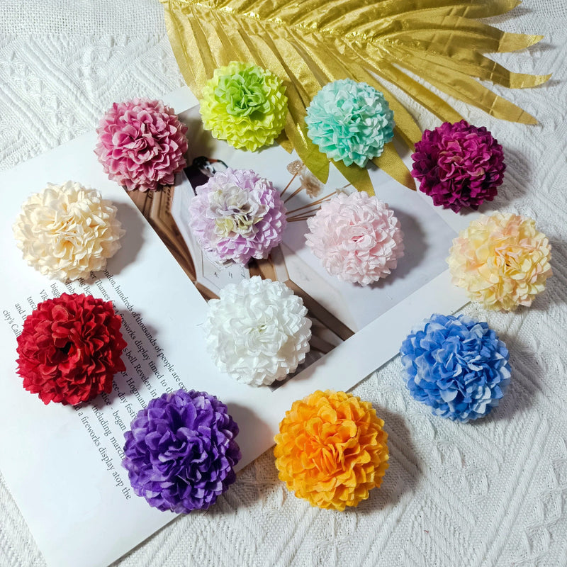 Faux Chrysanthemum Flower Heads, 2" Silk Ball Mums, Realistic Floral Blooms for DIY Wedding Bouquets, Crafts & Centerpieces