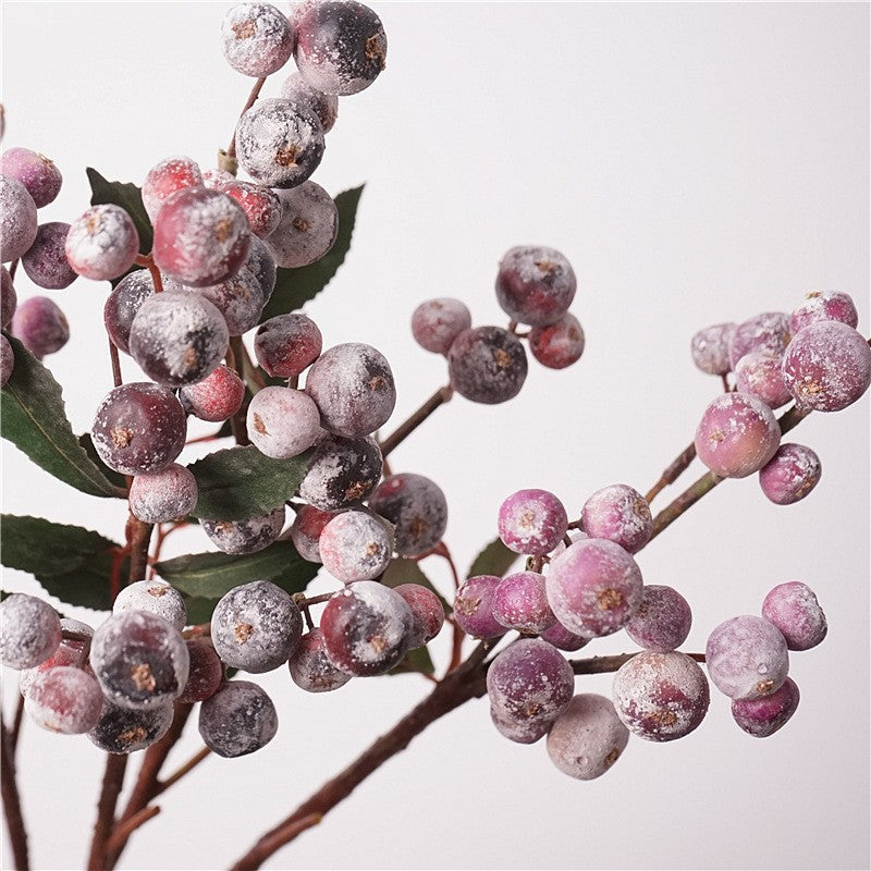 18" Lifelike Frosted Red Berry Stem, Faux Winter Holly Berries for Christmas Decor, Holiday Wreaths, and DIY Wedding Centerpieces