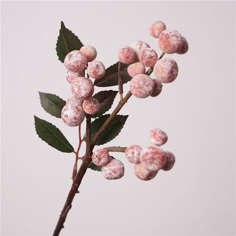 18" Lifelike Frosted Red Berry Stem, Faux Winter Holly Berries for Christmas Decor, Holiday Wreaths, and DIY Wedding Centerpieces