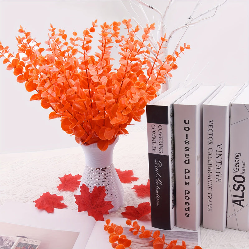 20 Stems Bulk Silver Dollar Eucalyptus, 15-Inch Faux Autumn Greenery Branches for DIY Wedding Bouquets, Centerpieces, Home Decor Vase Filler