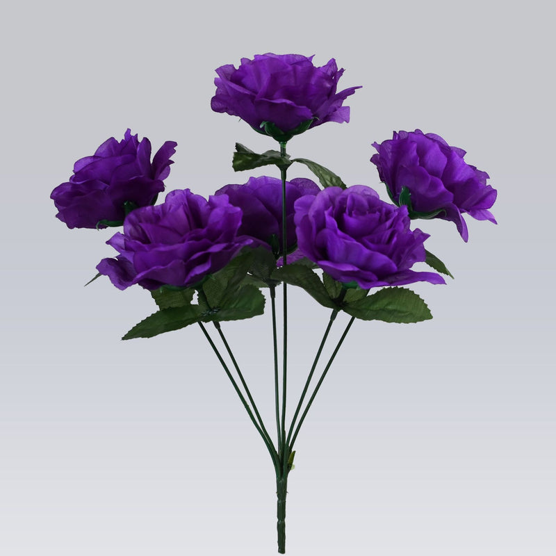 Lush Garden Rose Stem, 14" Realistic Faux Flowers with 6 Large 4" Blooms, Artificial Roses for DIY Wedding Bouquets, Centerpieces & Home Decor