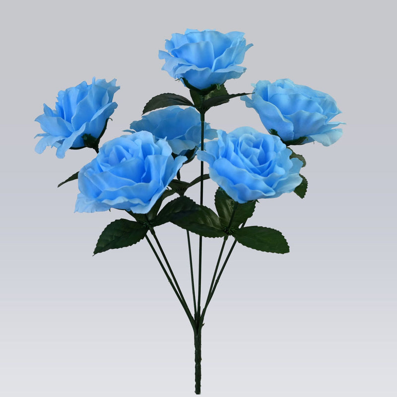Lush Garden Rose Stem, 14" Realistic Faux Flowers with 6 Large 4" Blooms, Artificial Roses for DIY Wedding Bouquets, Centerpieces & Home Decor