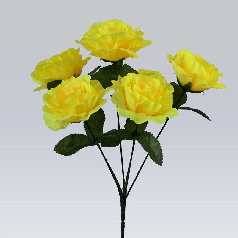 Lush Garden Rose Stem, 14" Realistic Faux Flowers with 6 Large 4" Blooms, Artificial Roses for DIY Wedding Bouquets, Centerpieces & Home Decor