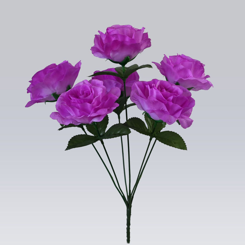 Lush Garden Rose Stem, 14" Realistic Faux Flowers with 6 Large 4" Blooms, Artificial Roses for DIY Wedding Bouquets, Centerpieces & Home Decor