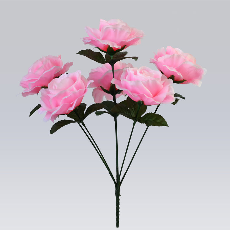 Lush Garden Rose Stem, 14" Realistic Faux Flowers with 6 Large 4" Blooms, Artificial Roses for DIY Wedding Bouquets, Centerpieces & Home Decor