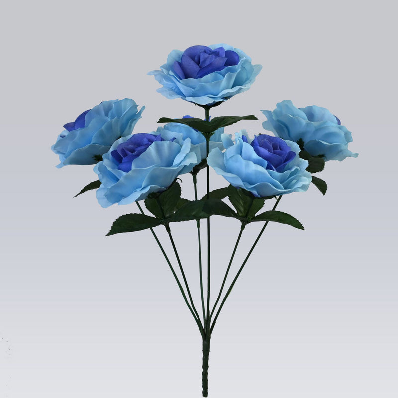 Lush Garden Rose Stem, 14" Realistic Faux Flowers with 6 Large 4" Blooms, Artificial Roses for DIY Wedding Bouquets, Centerpieces & Home Decor