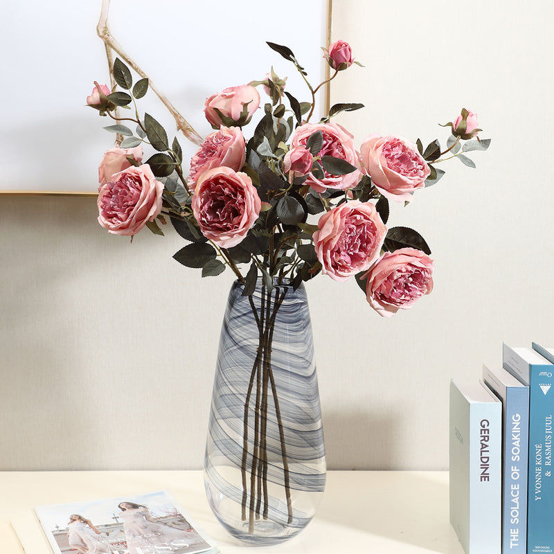 Heirloom Autumn Rose Stem, 28" Tall Realistic Faux Flower, Lifelike Long Stem for DIY Wedding Bouquets, Vase Arrangements, Centerpieces