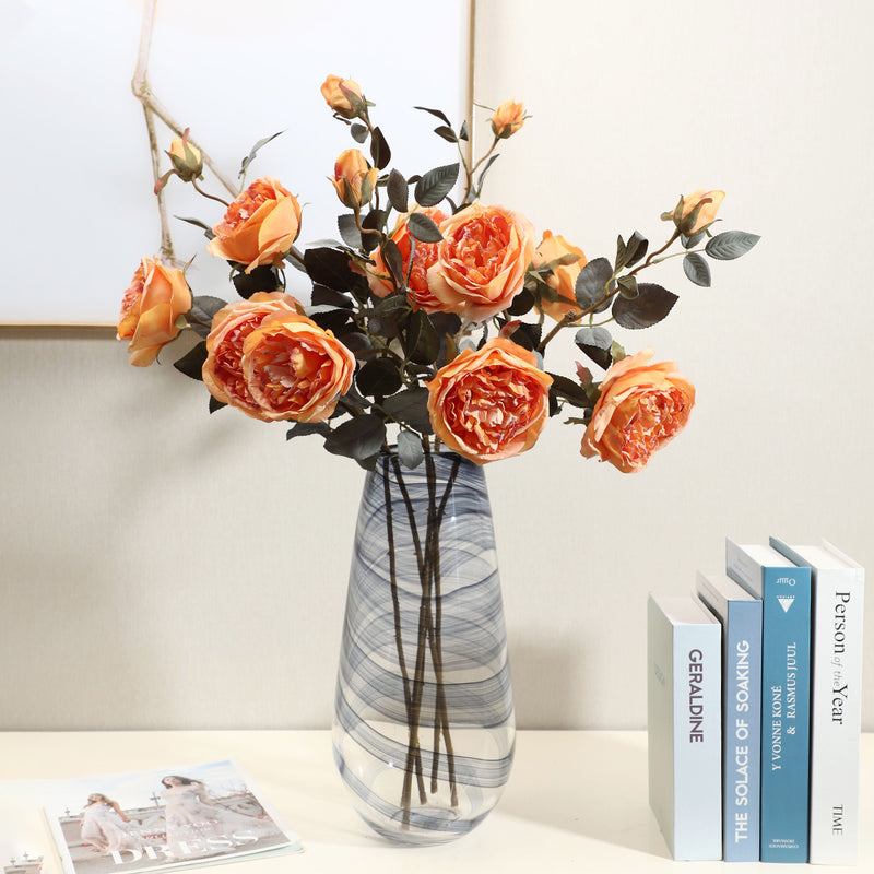 Heirloom Autumn Rose Stem, 28" Tall Realistic Faux Flower, Lifelike Long Stem for DIY Wedding Bouquets, Vase Arrangements, Centerpieces