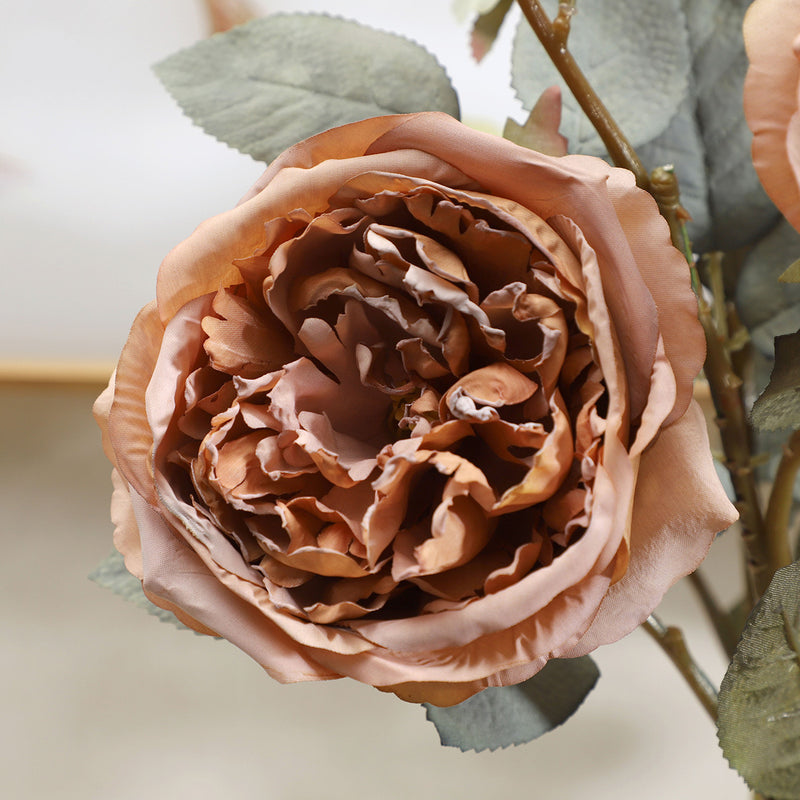 Heirloom Autumn Rose Stem, 28" Tall Realistic Faux Flower, Lifelike Long Stem for DIY Wedding Bouquets, Vase Arrangements, Centerpieces