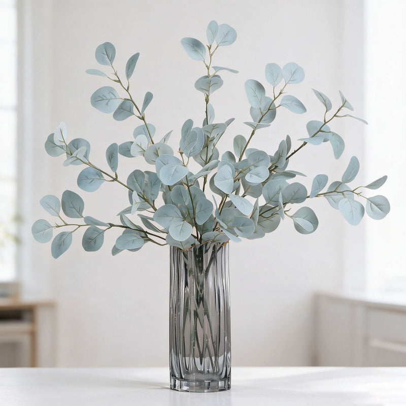 Faux Money Plant Eucalyptus Branch, 33" Real-Touch Greenery for Home Decor, Weddings, and Seasonal Decorations