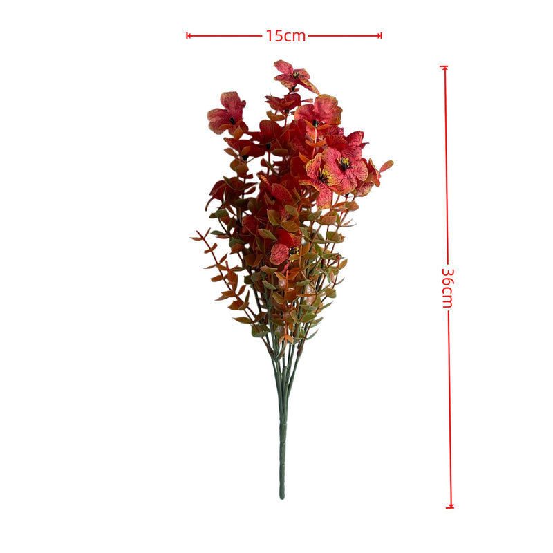 Faux Autumn Eucalyptus & Violet Stems, Set of 2, 14-Inch Realistic Silk Florals, Dusky Purple & Greenery for DIY Wedding Bouquets, Vase Filler, Home Decor