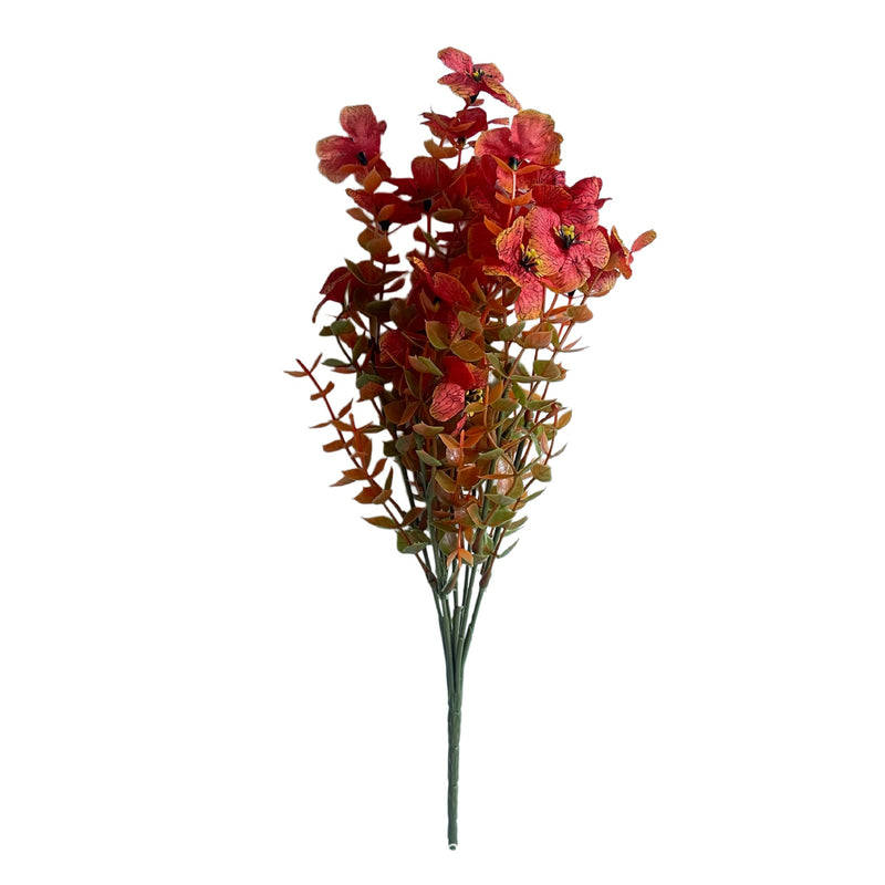 Faux Autumn Eucalyptus & Violet Stems, Set of 2, 14-Inch Realistic Silk Florals, Dusky Purple & Greenery for DIY Wedding Bouquets, Vase Filler, Home Decor