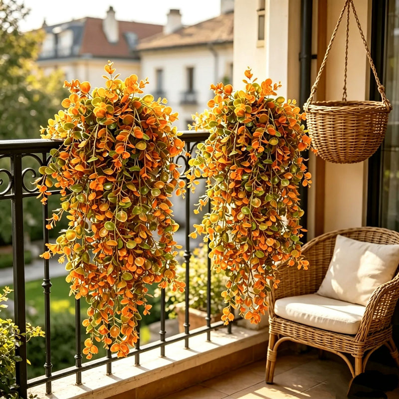 Faux Autumn Eucalyptus Hanging Plant, 30" Realistic Trailing Greenery Vine, Russet Wall Decor for Wedding, Farmhouse & Home Styling