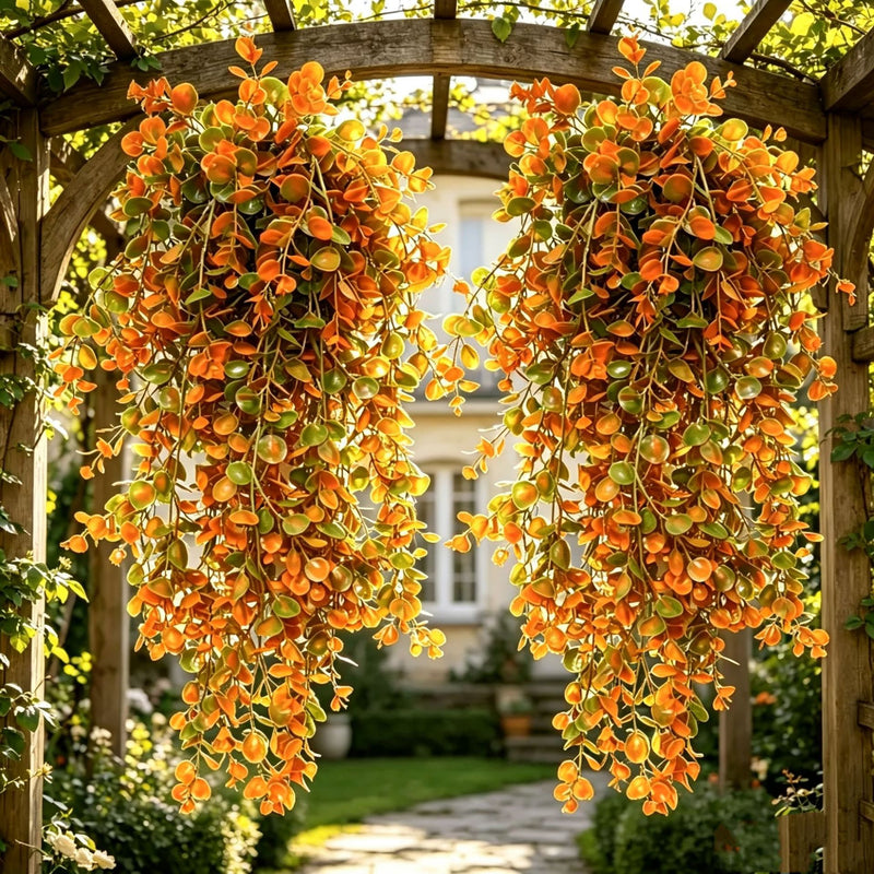 Faux Autumn Eucalyptus Hanging Plant, 30" Realistic Trailing Greenery Vine, Russet Wall Decor for Wedding, Farmhouse & Home Styling