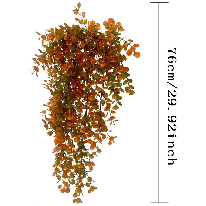 Faux Autumn Eucalyptus Hanging Plant, 30" Realistic Trailing Greenery Vine, Russet Wall Decor for Wedding, Farmhouse & Home Styling
