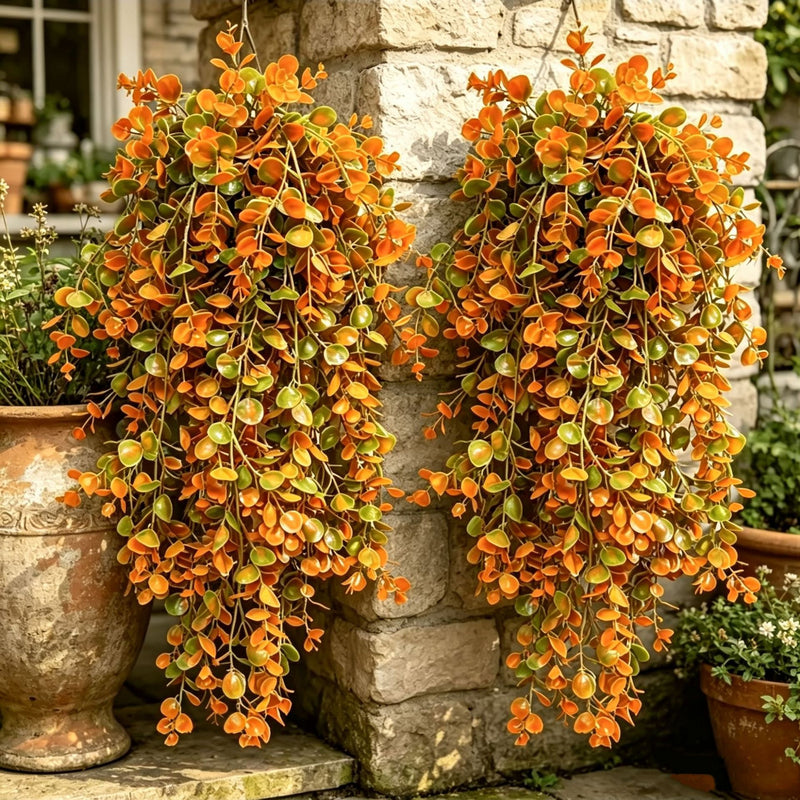Faux Autumn Eucalyptus Hanging Plant, 30" Realistic Trailing Greenery Vine, Russet Wall Decor for Wedding, Farmhouse & Home Styling