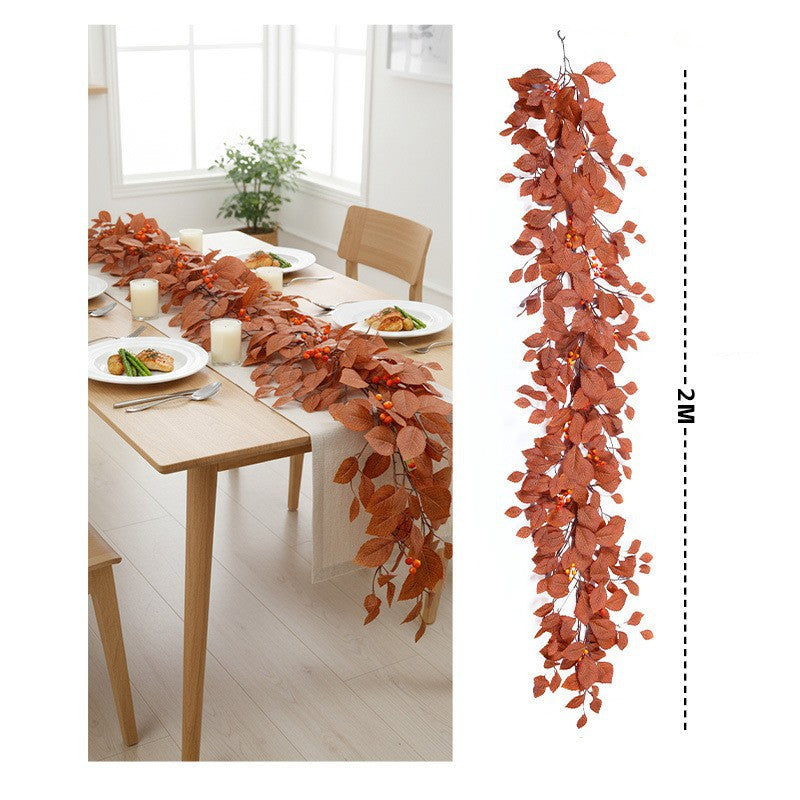 Autumn Magnolia Leaf Garland, 6.5ft Realistic Faux Greenery, Rustic Vine for Wedding Arch, Table Runner, Fireplace Mantel, Thanksgiving Home Decor