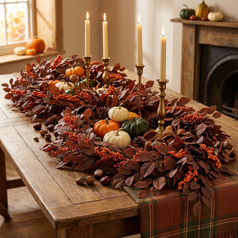 Autumn Magnolia Leaf Garland, 6.5ft Realistic Faux Greenery, Rustic Vine for Wedding Arch, Table Runner, Fireplace Mantel, Thanksgiving Home Decor