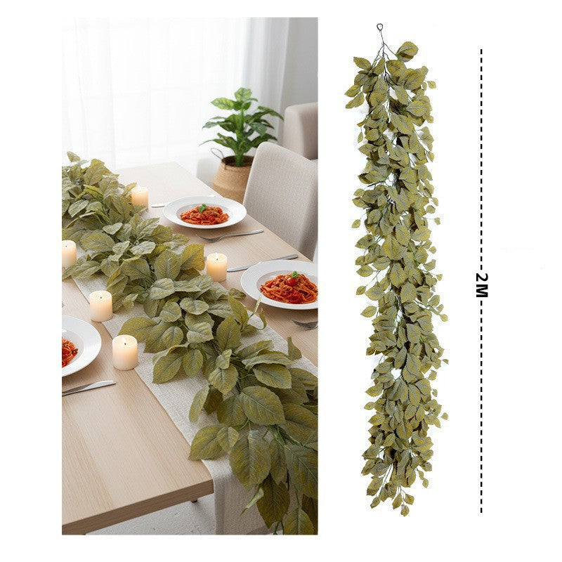 Autumn Magnolia Leaf Garland, 6.5ft Realistic Faux Greenery, Rustic Vine for Wedding Arch, Table Runner, Fireplace Mantel, Thanksgiving Home Decor